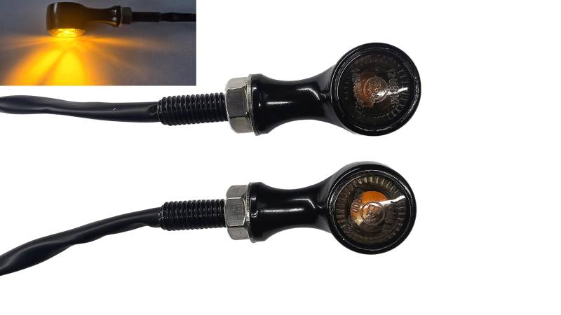 Morax ® LED 12v Motorrad Zubehör Blinker Motorcycle Turn Light Aluminium Bullet für Oldtimer Chopper Custom Caferacer Streetfighter Trikes Quads Schwarz Getönt Universal CNC-gefertigt E-Zulassung von Morax