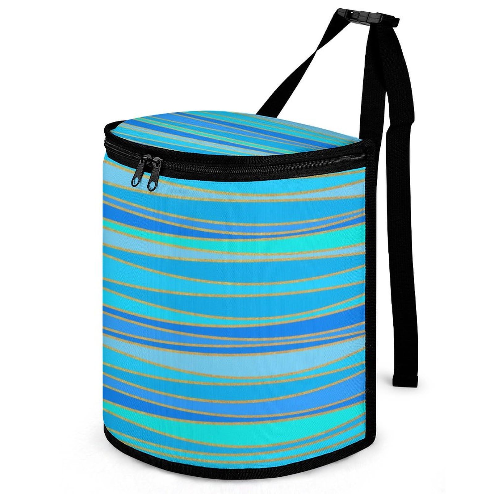 Morbuy Auto Mülleimer zum Aufhängen, Geometrisch Stil 3D Drucken Auto Mülleimer mit Deckel 9L Wasserdicht Auslaufsichere Automülleimer mit Reißverschluss, Abfalltasche (Blau Streifen) von Morbuy