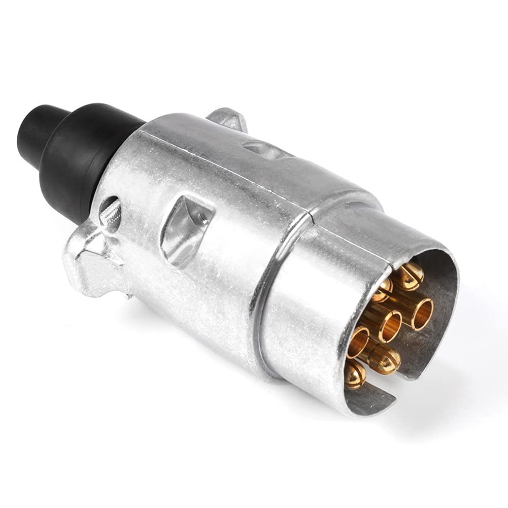 12V Anhänger Anschluss,MoreChioce Universal 7 poliger Auto Steckdose Anhänger Verkabelung Stecker Adapter Wasserdichte LKW-Anhänger-Steckdose Metallgehäuse von MoreChioce