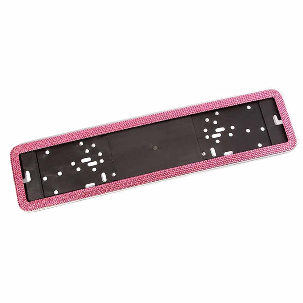 Autokennzeichenrahmen,MoreChioce Edelstahl Kennzeichenhalter Bling Glitzer Kristall Nummernschildhalterung Diamant Nummernschildrahmen Nummernschildhalter,Hell-Pink von MoreChioce