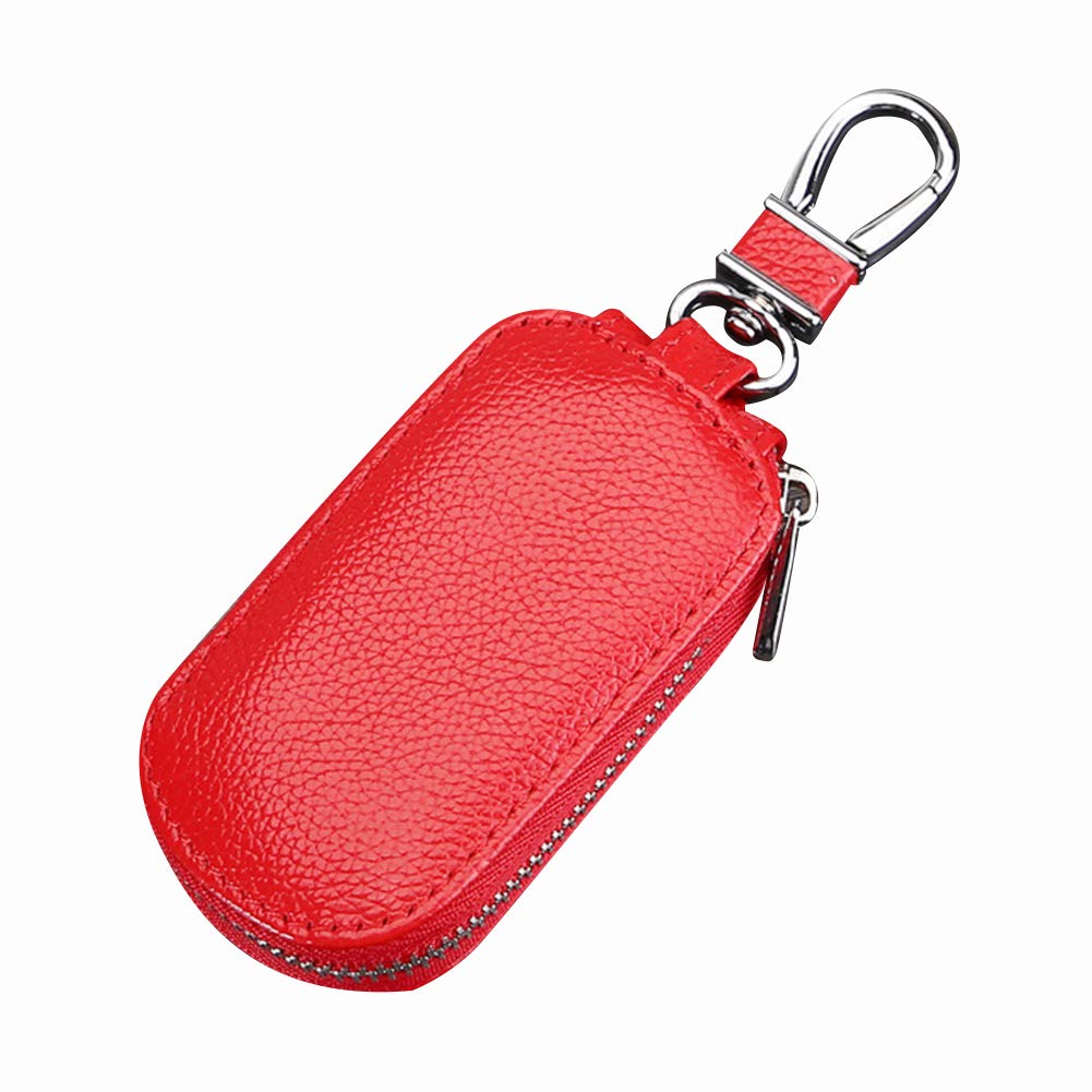 PU Leder Schlüsseltasche,MoreChioce Multifunktionale Schlüsselanhänger Schlüsseletui Schlüsselmäppchen Autoschlüssel Hülle mit Reißverschluss und Schlüsselanhänger,Rot von MoreChioce