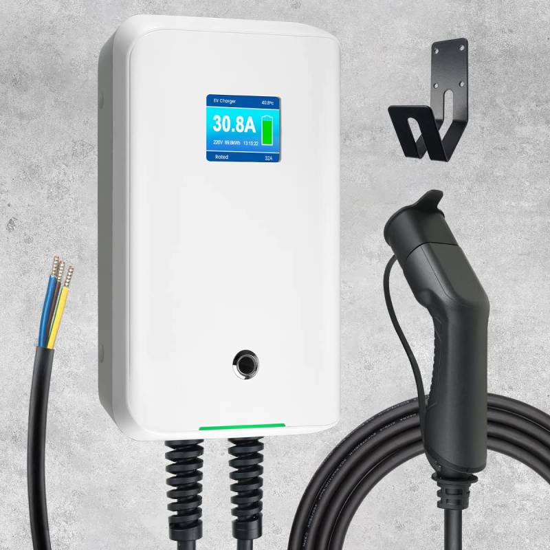 Morec 7KW EV Ladestation 32A ev Ladegerät Typ 2 EU Standard IEC 62196-2 Stecker mit Stromkabel zum Verteilerkasten Tragbare schnelle Wandbox 6,1m von Morec