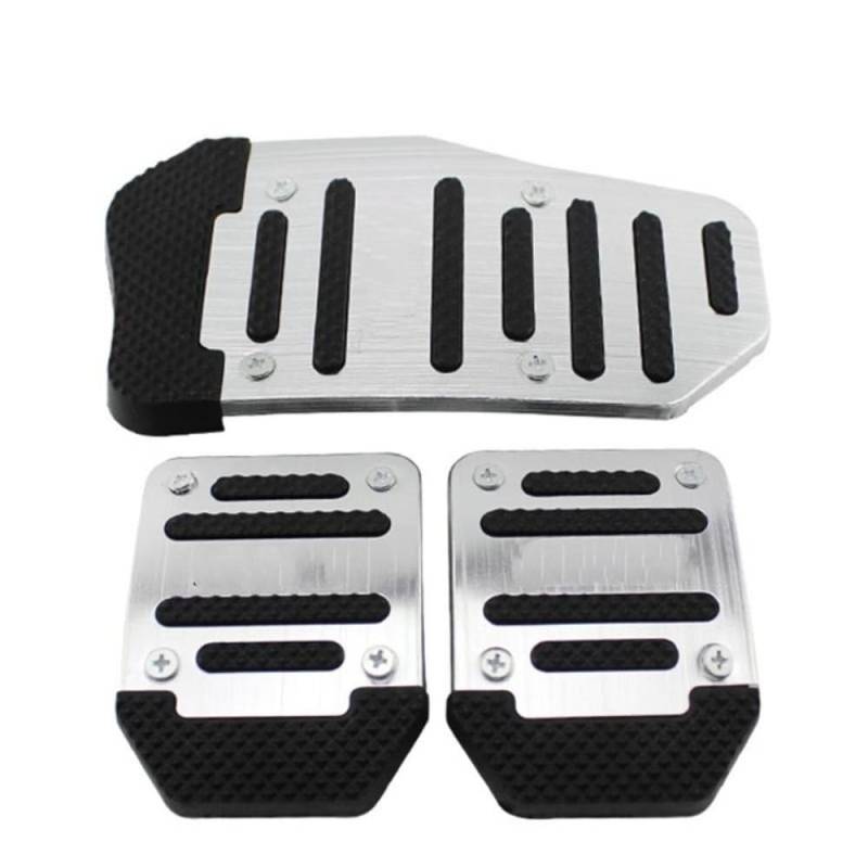 Auto-Pedale-Abdeckung Universal Sport Anti-Rutsch Auto Pedal Handbuch Serie Kit Bremsbelag Abdeckung 3 */Set Edelstahl Pedale Bremspedal(Silver) von Mosklo