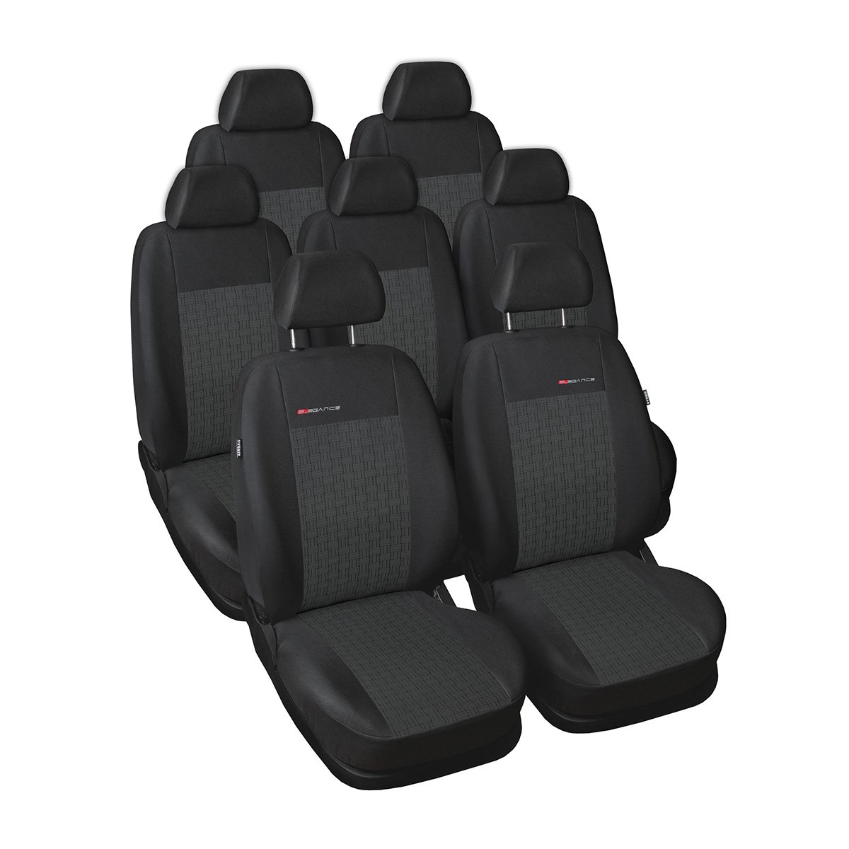 Mossa - Maßgeschneiderte Sitzbezüge Auto kompatibel mit Seat Alhambra II Van (2010-2020) - ohne Kindersitze in den hinteren Sitzen - Autositzbezüge Schonbezüge für Autositze - E1 von Mossa