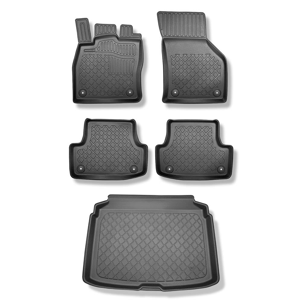 Mossa Set - TPE Fußmatten Auto + Kofferraumwanne kompatibel mit Audi A3 8V Hatchback, Sportback (08.2012-03.2020) - schwarz Automatten Autoteppiche + Kofferraummatte rutschfest Schutzmatte - G2 von Mossa