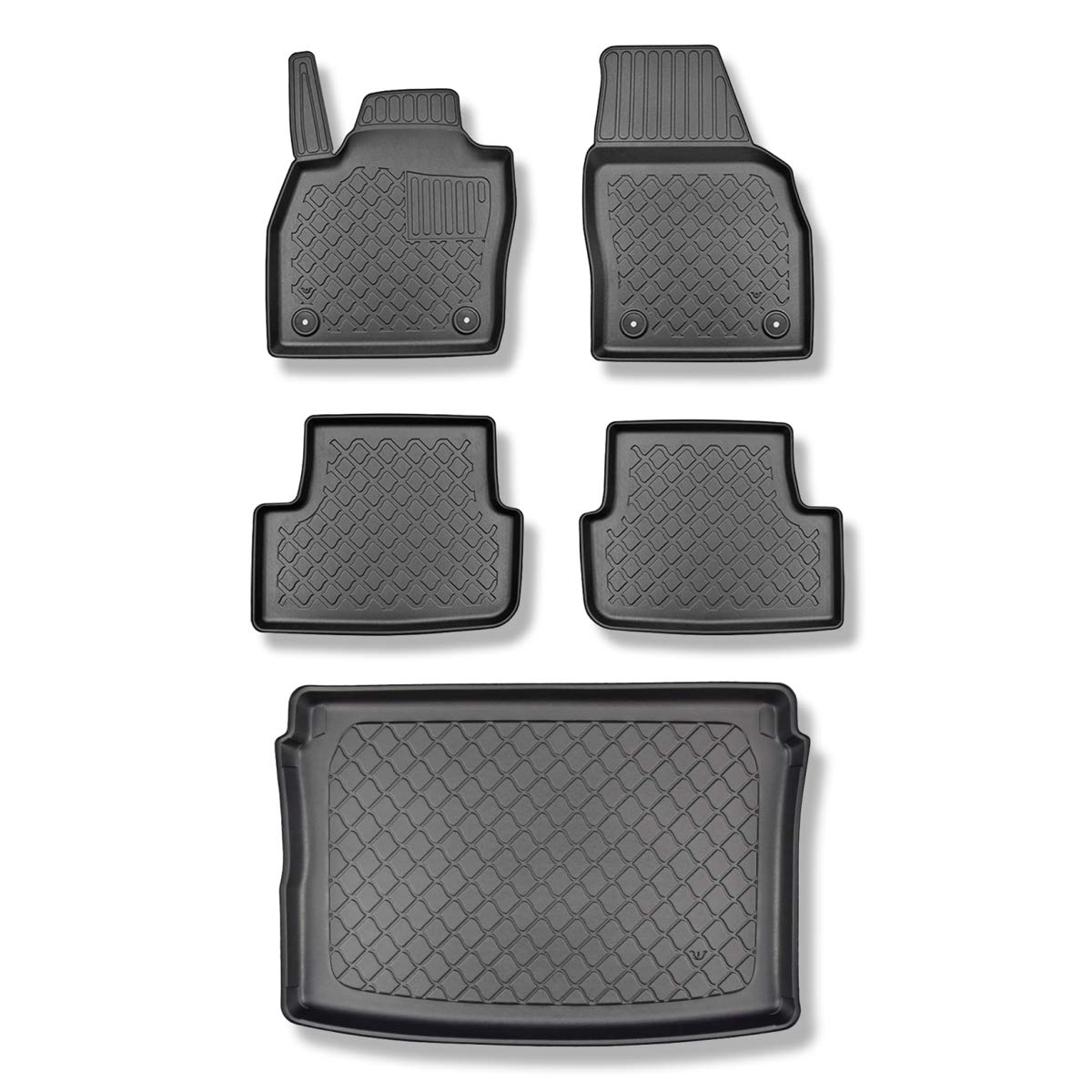Mossa Set - TPE Fußmatten Auto + Kofferraumwanne kompatibel mit Seat Arona Crossover (11.2017- ) - schwarz Automatten Autoteppiche + Kofferraummatte rutschfest Schutzmatte - G von Mossa