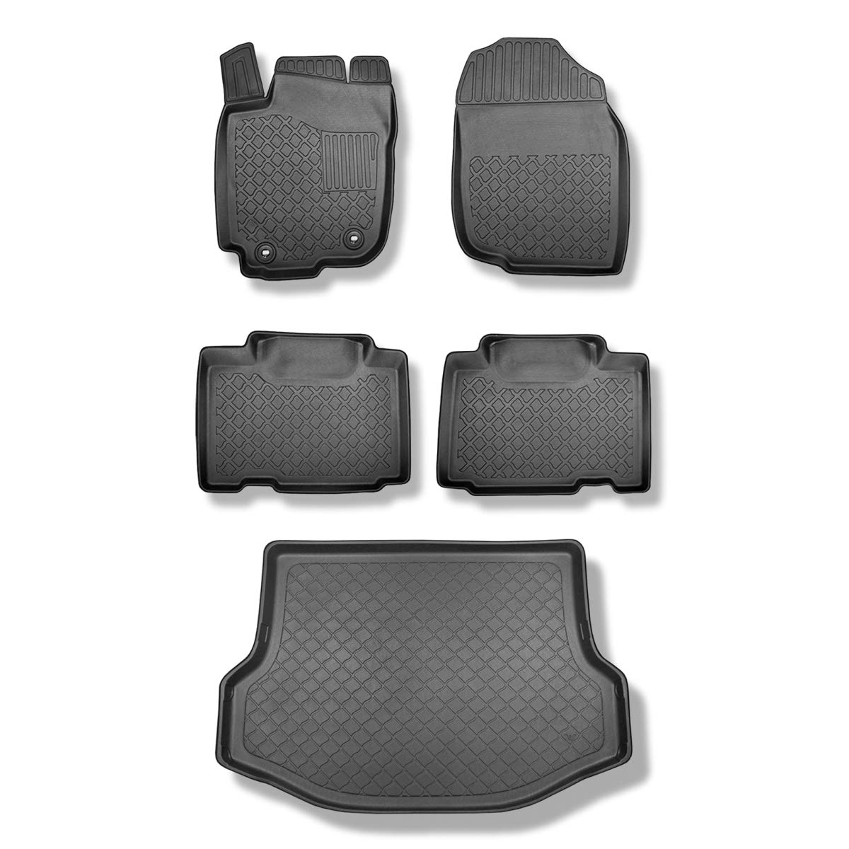 Mossa Set - TPE Fußmatten Auto + Kofferraumwanne kompatibel mit Toyota RAV4 IV SUV (03.2013-12.2018) - schwarz Automatten Autoteppiche + Kofferraummatte rutschfest Schutzmatte - G von Mossa