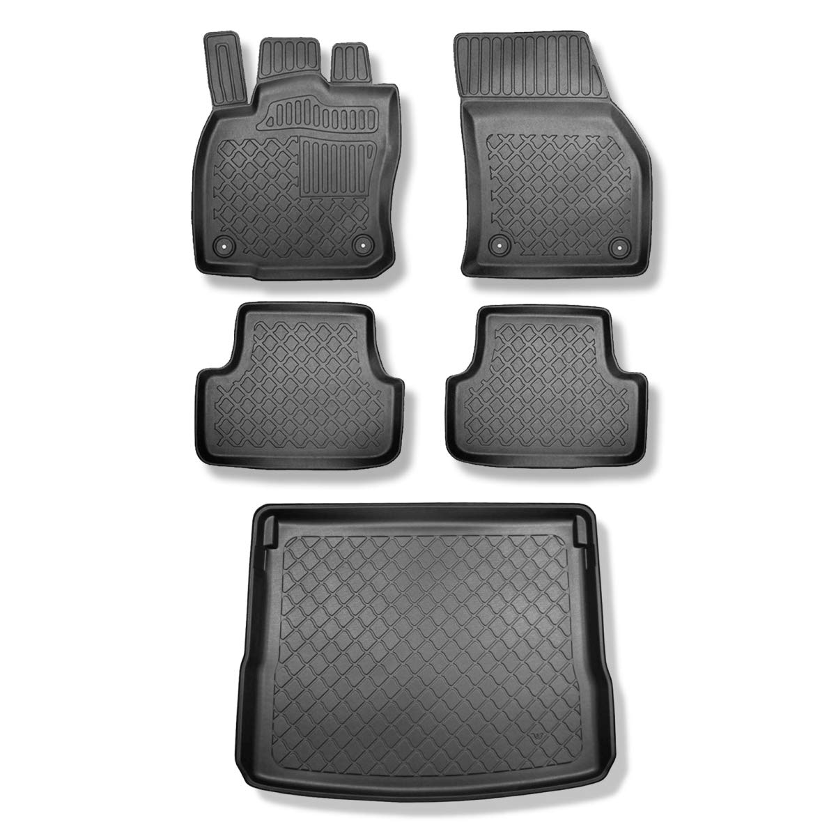 Mossa Set - TPE Fußmatten Auto + Kofferraumwanne kompatibel mit Seat Ateca SUV (09.2016- ) - schwarz Automatten Autoteppiche + Kofferraummatte rutschfest Schutzmatte - G1 von Mossa