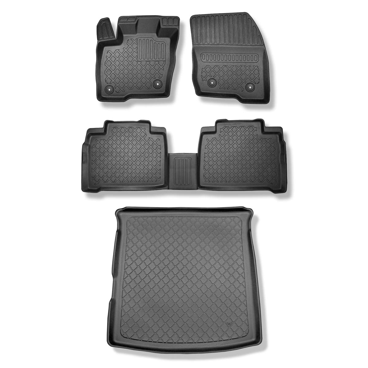 Mossa Set - TPE Fußmatten Auto + Kofferraumwanne kompatibel mit Ford S-Max III MPV (09.2015- ) - schwarz Automatten Autoteppiche + Kofferraummatte rutschfest Schutzmatte - G2 von Mossa