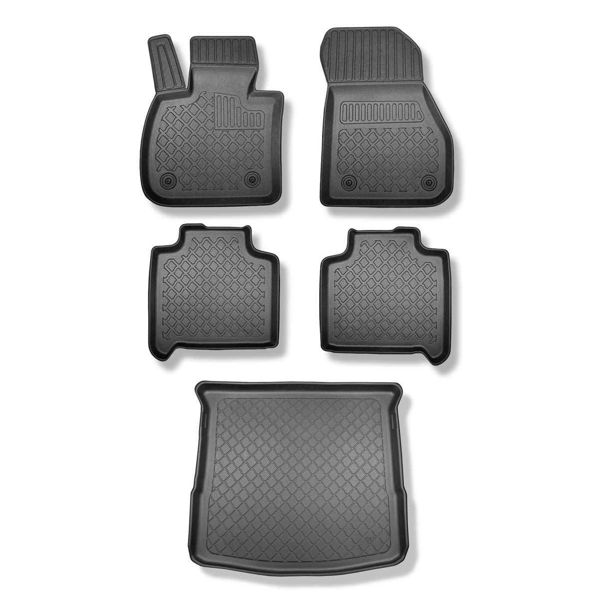 Mossa Set - TPE Fußmatten Auto + Kofferraumwanne kompatibel mit BMW 2er F46 Gran Tourer (03.2015- ) - schwarz Automatten Autoteppiche + Kofferraummatte rutschfest Schutzmatte - G von Mossa