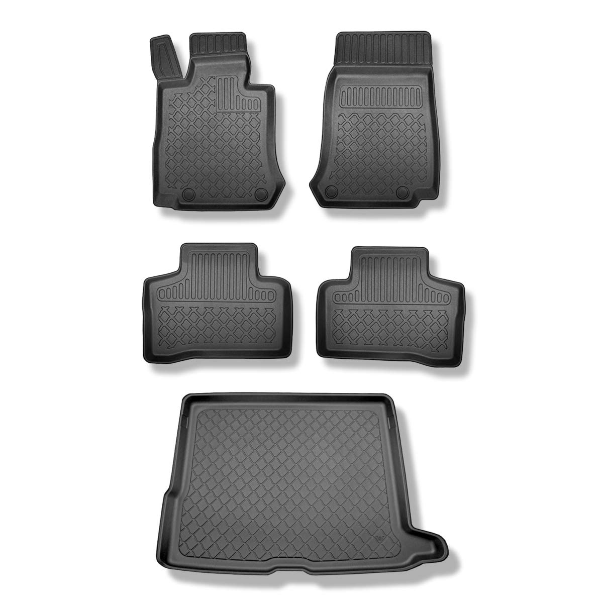 Mossa Set - TPE Fußmatten Auto + Kofferraumwanne kompatibel mit Mercedes-Benz GLC X253 SUV (09.2015- ) - schwarz Automatten Autoteppiche + Kofferraummatte rutschfest Schutzmatte - G von Mossa