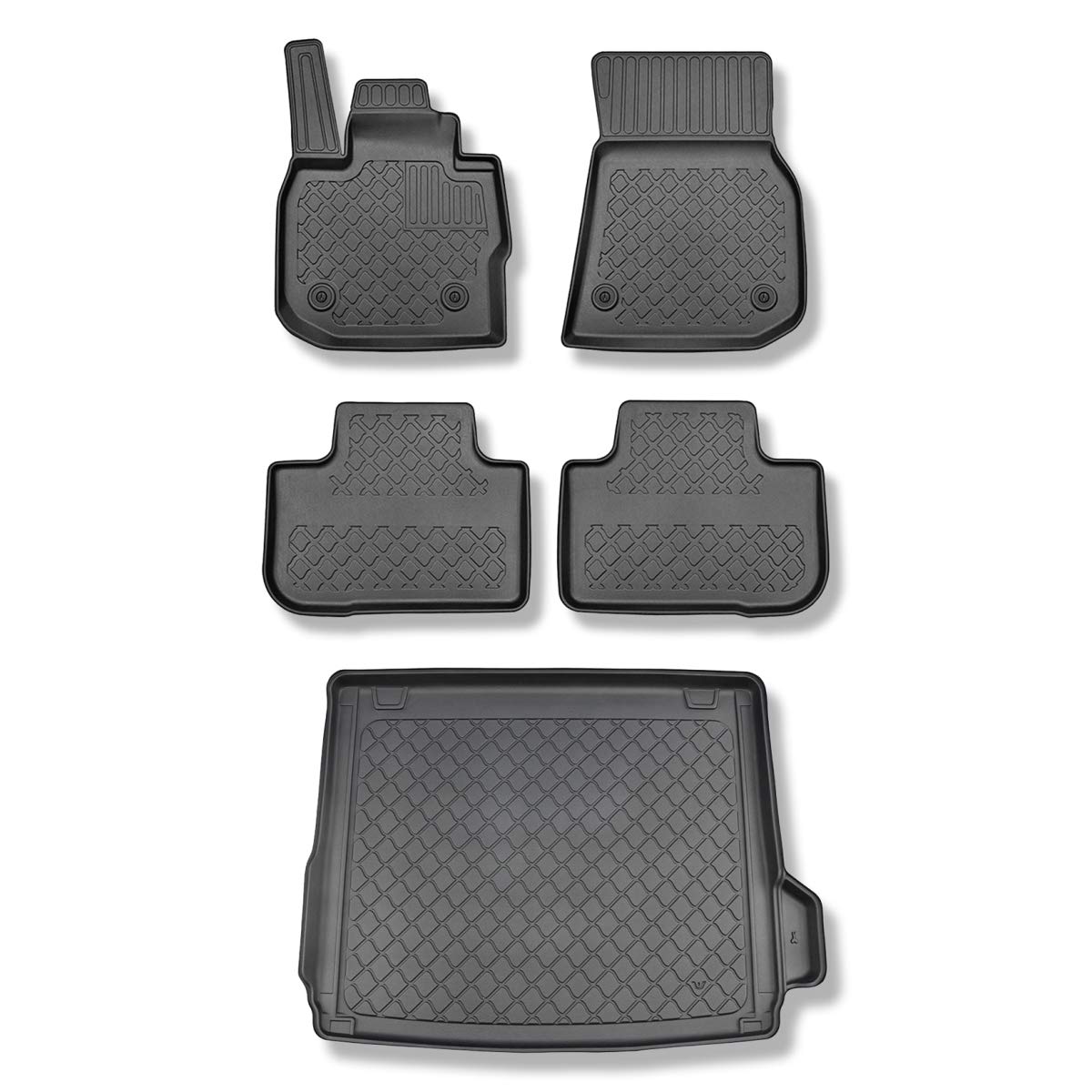 Mossa Set - TPE Fußmatten Auto + Kofferraumwanne kompatibel mit BMW X3 G01 SAV (11.2017- ) - schwarz Automatten Autoteppiche + Kofferraummatte rutschfest Schutzmatte - G von Mossa