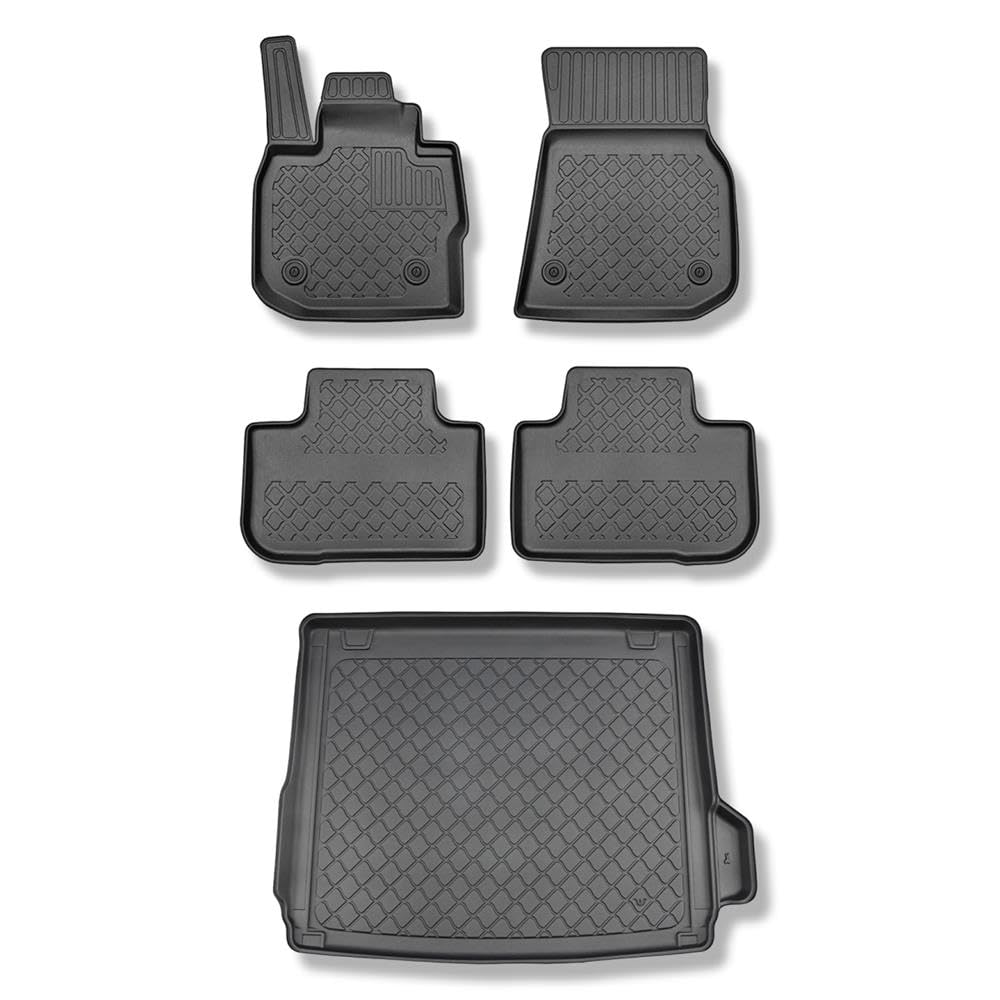 Mossa Set - TPE Fußmatten Auto + Kofferraumwanne kompatibel mit BMW X3 G01 SAV (11.2017- ) - schwarz Automatten Autoteppiche + Kofferraummatte rutschfest Schutzmatte - G Mossa Set - TPE Fußmatten Auto + Kofferraumwanne kompatibel mit BMW X3 G01 SAV (11.2017- ) - schwarz Automatten Autoteppiche + Kofferraummatte rutschfest Schutzmatte - G von Mossa