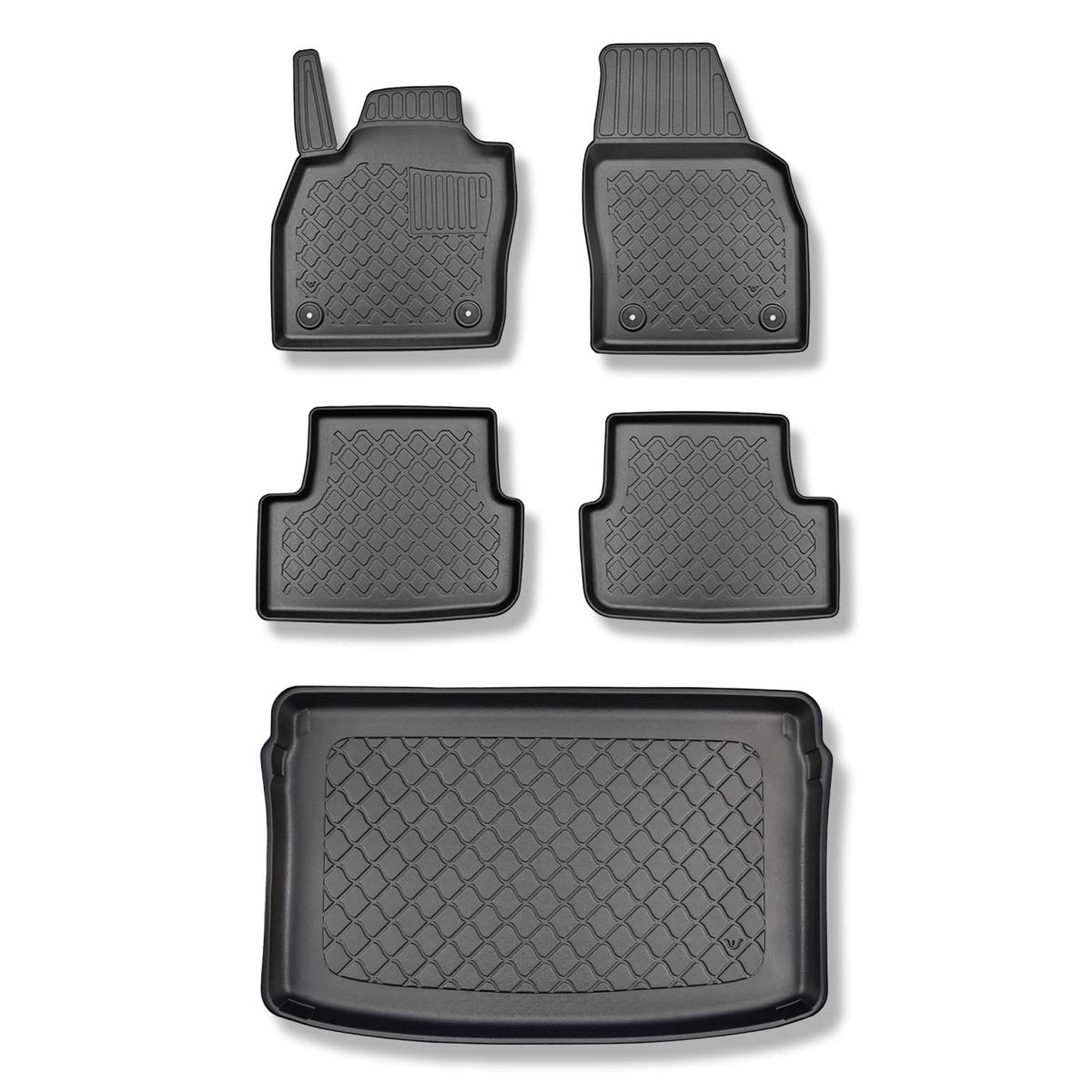 Mossa Set - TPE Fußmatten Auto + Kofferraumwanne kompatibel mit Audi A1 VI Sportback (07.2018- ) - schwarz Automatten Autoteppiche + Kofferraummatte rutschfest Schutzmatte - G von Mossa