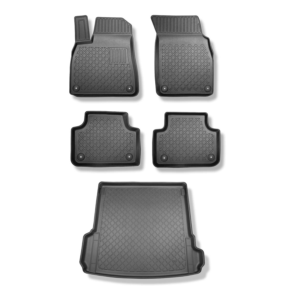 Mossa Set - TPE Fußmatten Auto + Kofferraumwanne kompatibel mit Audi Q7 4M SUV (06.2015- ) - schwarz Automatten Autoteppiche + Kofferraummatte rutschfest Schutzmatte - G von Mossa