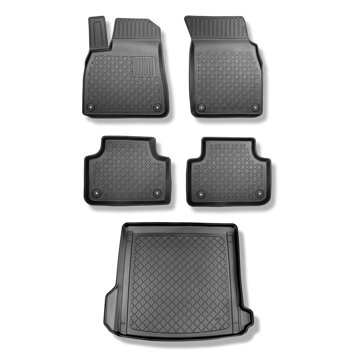 Mossa Set - TPE Fußmatten Auto + Kofferraumwanne kompatibel mit Audi Q8 4M SUV (07.2018- ) - schwarz Automatten Autoteppiche + Kofferraummatte rutschfest Schutzmatte - G von Mossa
