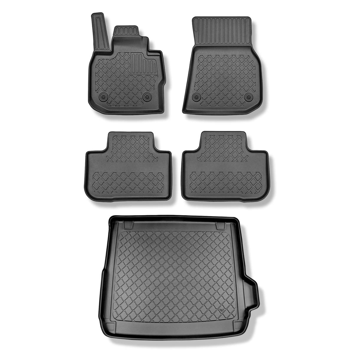Mossa Set - TPE Fußmatten Auto + Kofferraumwanne kompatibel mit BMW X4 G01 SAC (04.2018- ) - schwarz Automatten Autoteppiche + Kofferraummatte rutschfest Schutzmatte - G von Mossa