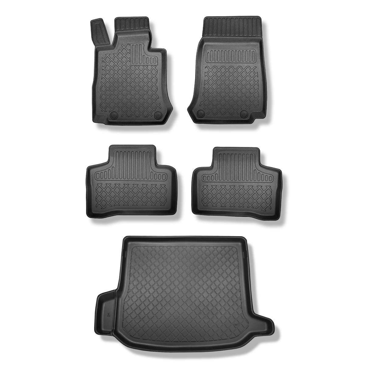 Mossa Set - TPE Fußmatten Auto + Kofferraumwanne kompatibel mit Mercedes-Benz GLC X253 SUV (09.2016- ) - schwarz Automatten Autoteppiche + Kofferraummatte rutschfest Schutzmatte - G von Mossa