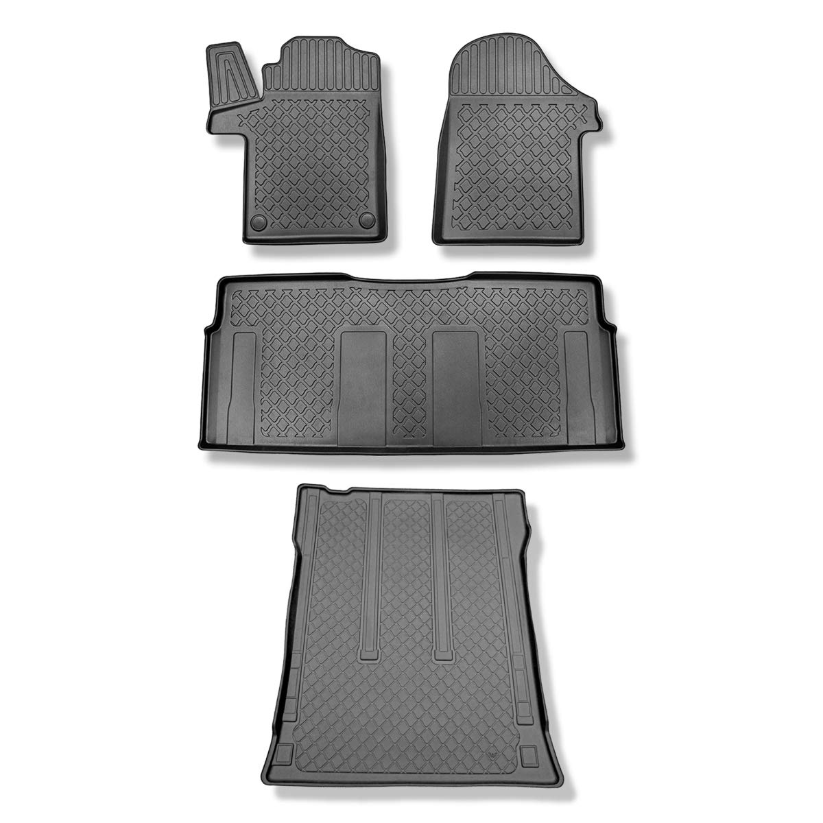 Mossa Set - TPE Fußmatten Auto + Kofferraumwanne kompatibel mit Mercedes-Benz Vito W447 Van (10.2014- ) - schwarz Automatten Autoteppiche + Kofferraummatte rutschfest Schutzmatte - G1 von Mossa
