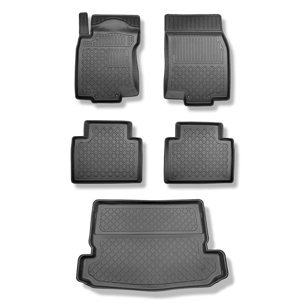 Mossa Set - TPE Fußmatten Auto + Kofferraumwanne kompatibel mit Nissan X-Trail III SUV (08.2014- ) - schwarz Automatten Autoteppiche + Kofferraummatte rutschfest Schutzmatte - G von Mossa