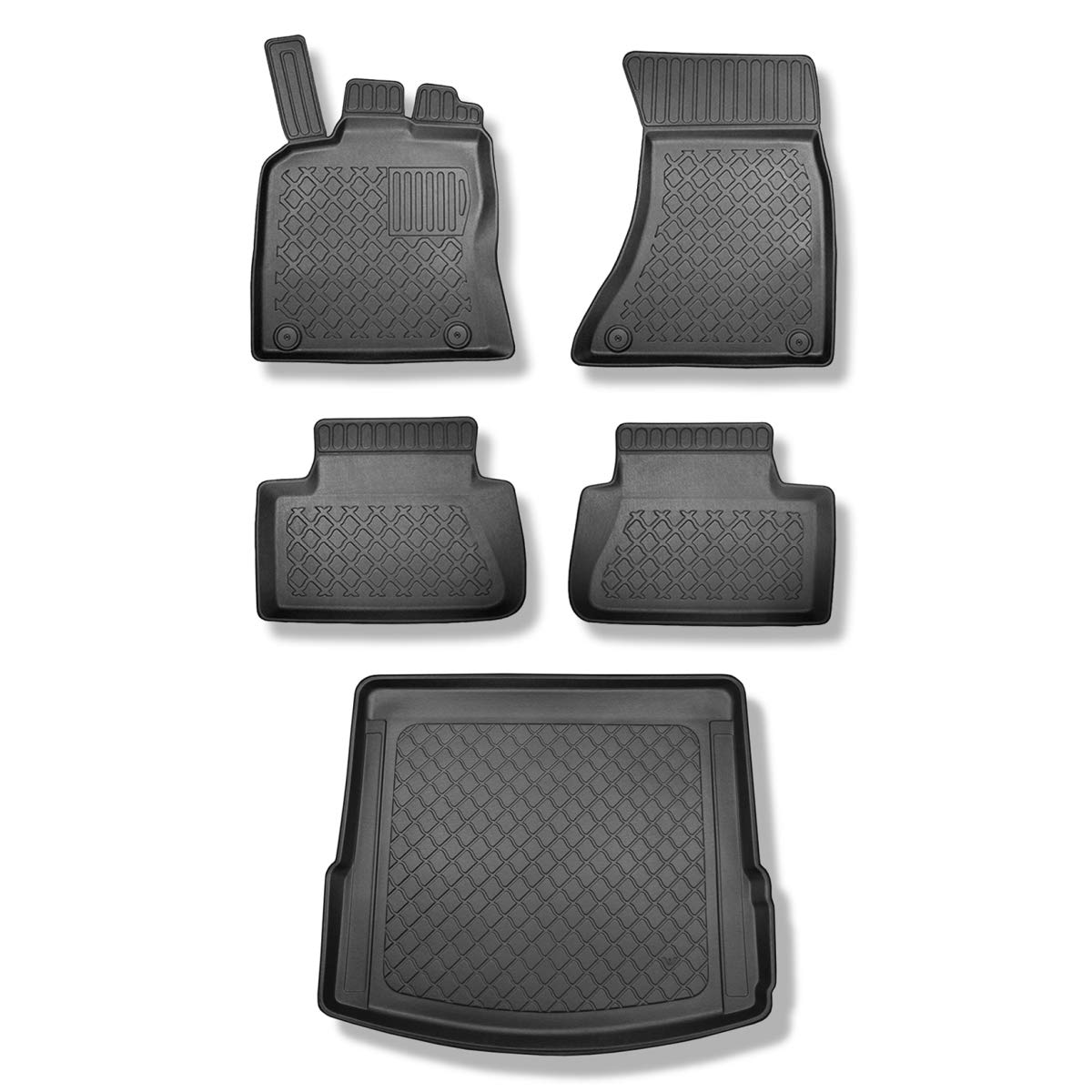 Mossa Set - TPE Fußmatten Auto + Kofferraumwanne kompatibel mit Porsche Macan SUV (03.2014- ) - schwarz Automatten Autoteppiche + Kofferraummatte rutschfest Schutzmatte - G von Mossa