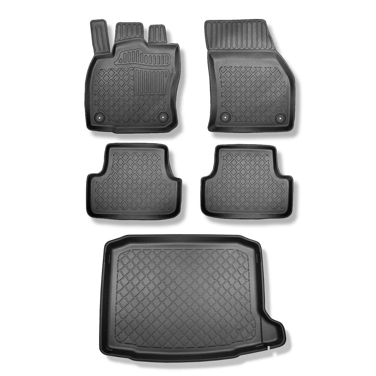 Mossa Set - TPE Fußmatten Auto + Kofferraumwanne kompatibel mit Seat Ateca SUV (09.2016- ) - schwarz Automatten Autoteppiche + Kofferraummatte rutschfest Schutzmatte - G2 von Mossa