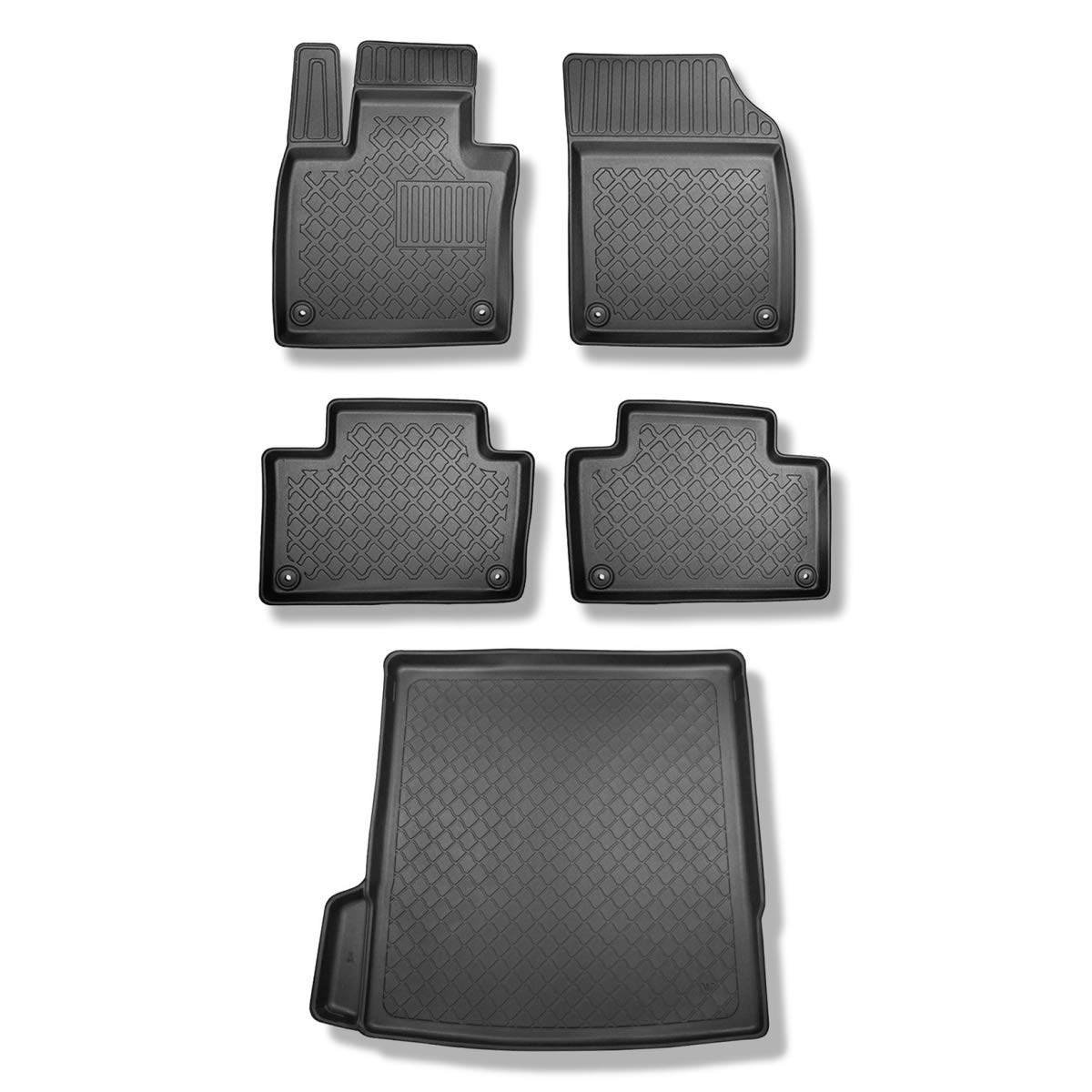 Mossa Set - TPE Fußmatten Auto + Kofferraumwanne kompatibel mit Volvo XC90 II SUV (05.2015- ) - schwarz Automatten Autoteppiche + Kofferraummatte rutschfest Schutzmatte - G von Mossa