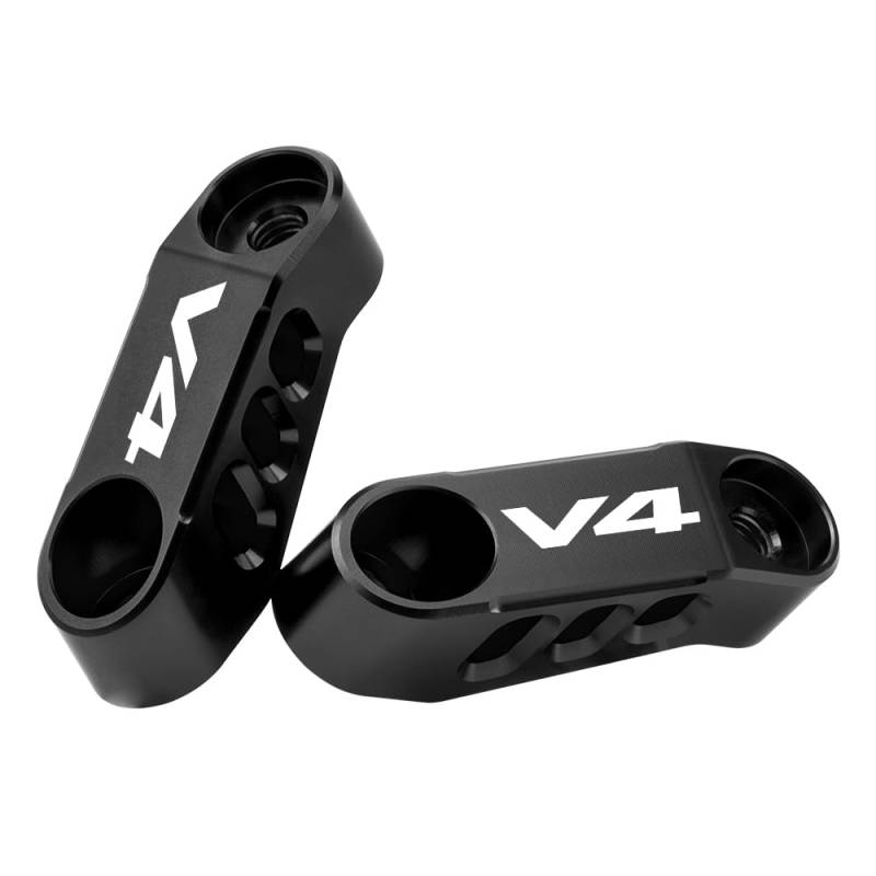 MotHeart Motorrad Spiegelverlängerung Halterungen für Multistrada V4/V4S/V4 Rally Diavel V4 Streetfighter V4S/V4 CNC-Aluminium einstellbare Spiegeladapter Zubehör (Schwarz) von MotHeart
