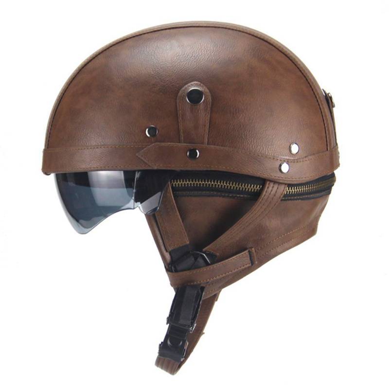 Halber Helm mit einziehbarem Visier Harley Helm Motorrad Herren Motorrad Halb Helme Casco Moto Cuero von Motesen