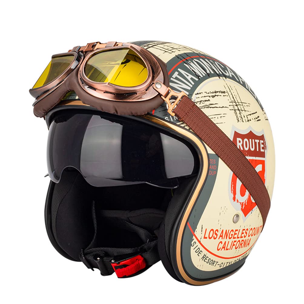 Jet helme mit innerer Sonnenblende Retro Motorradhelm Chopper Scooter 3/4 Jet helme Casco Moto DOT von Motesen