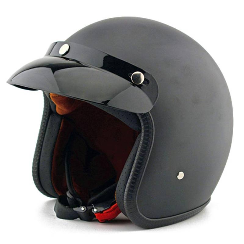 Jethelm Visier Helm Bike Herren Leder Motorrad Helm Retro Chopper Roller Cafe Racer Moto Helm von Motesen