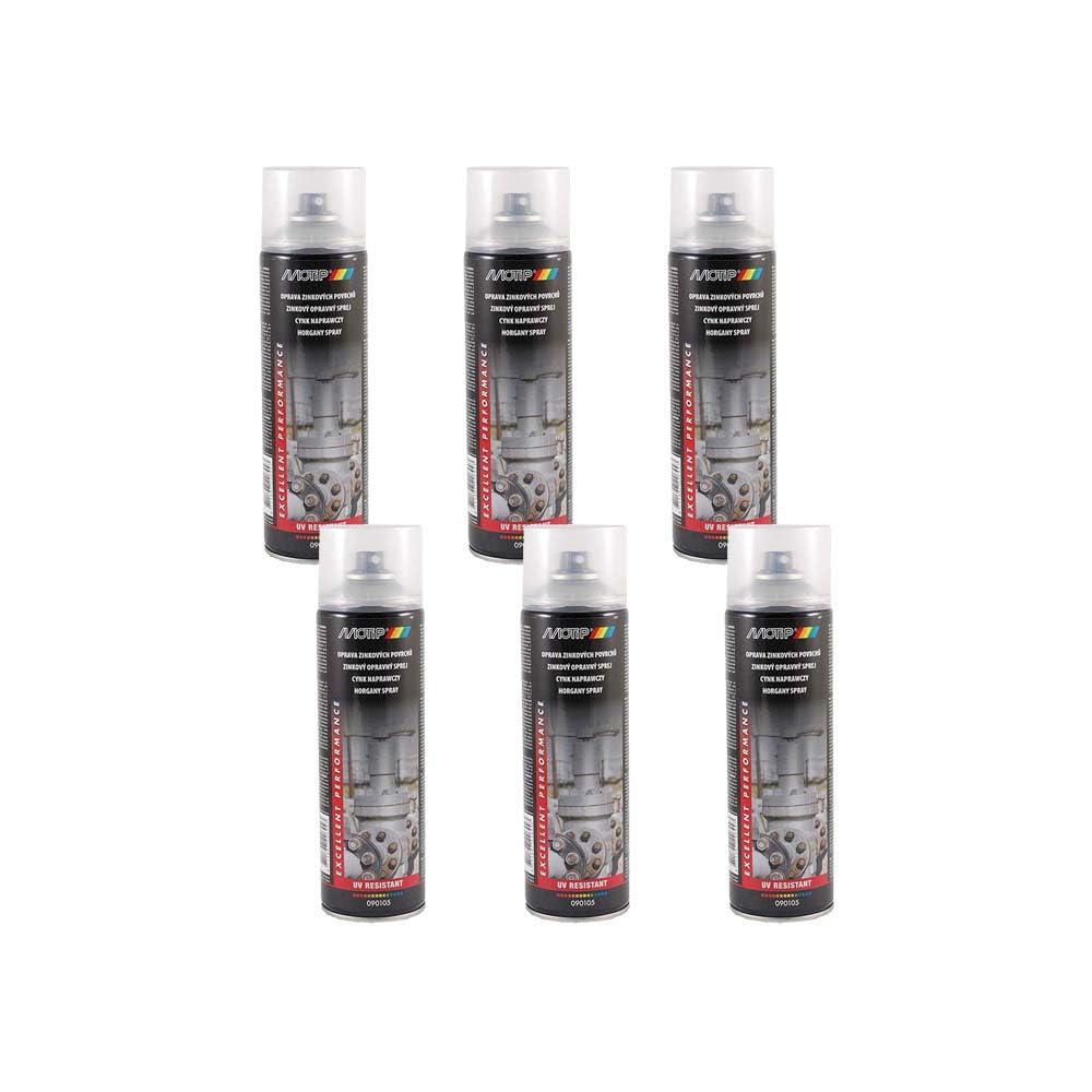 MOTIP 6X Zink Reparatur Spray Zinkspray Korrosionsschutz 500Ml 090105 von Motip