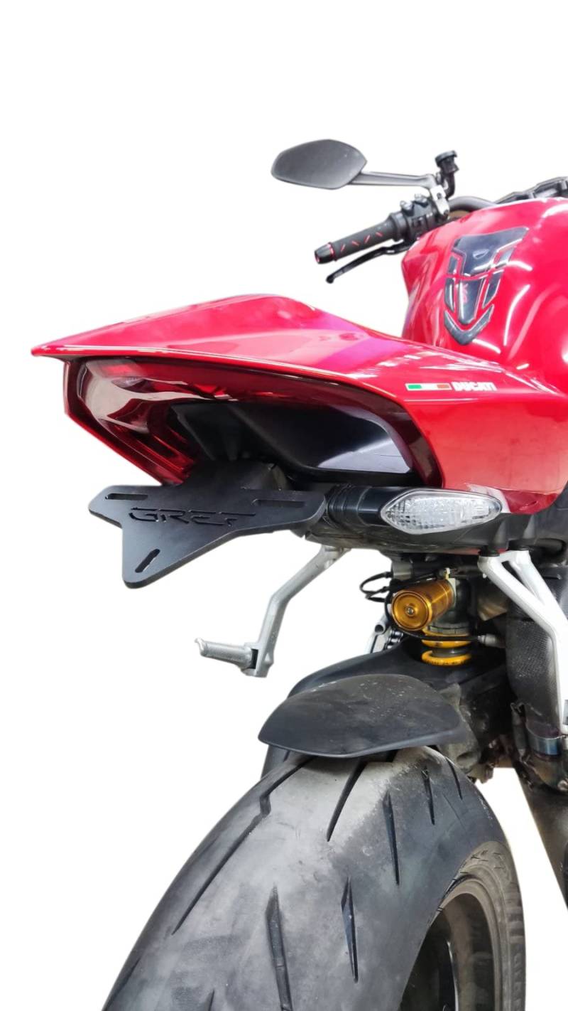 GREF-Kennzeichenhalter für Ducati Panigale V4 2020-2024 (mit hochklappbarem Knopf) von Moto Discovery