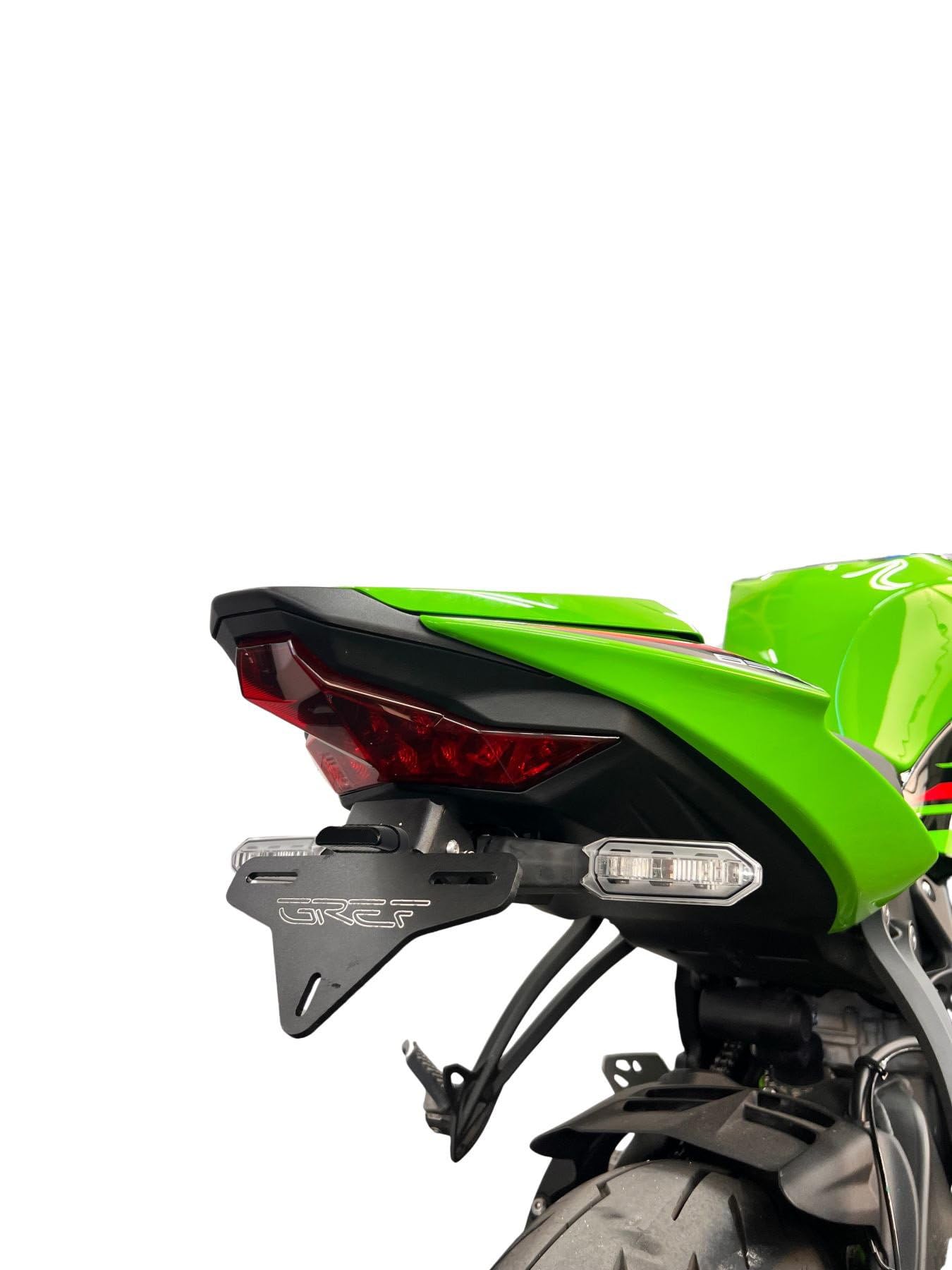 GREF Kennzeichenhalter kompatibel mit Kawasaki Ninja ZX-6R 2019-2025 (mit Flip-Up-Knopf) von Moto Discovery