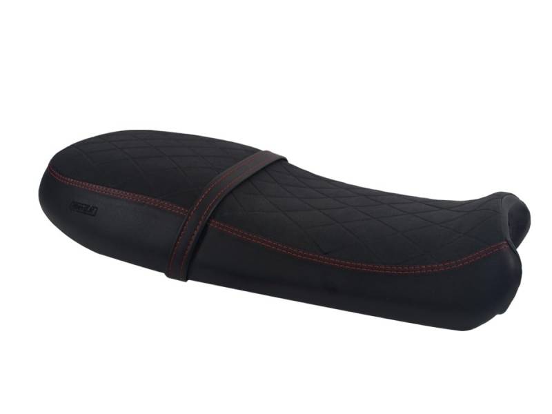 Sitzbankbezug kompatibel mit Moto Guzzi V7 Classic/Stone 2011-2020 schwarz mit roten Nähten von Moto Discovery