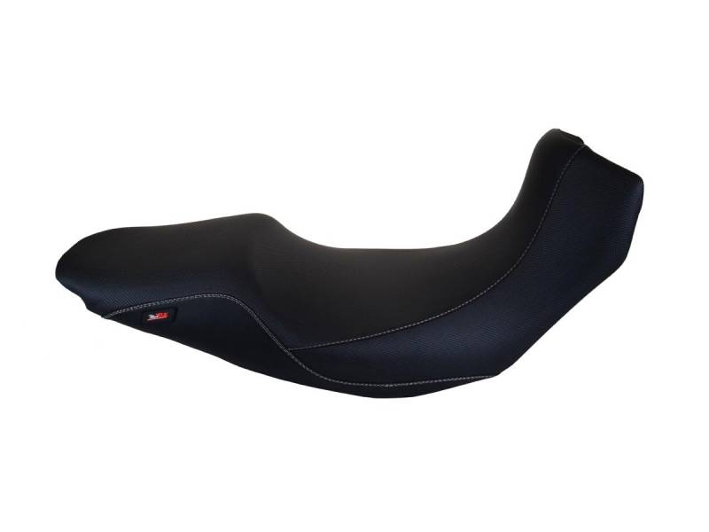 Sitzbankbezug kompatibel mit Triumph Tiger 1050 2007-2013 schwarz mit hellgrauen Nähten von Moto Discovery
