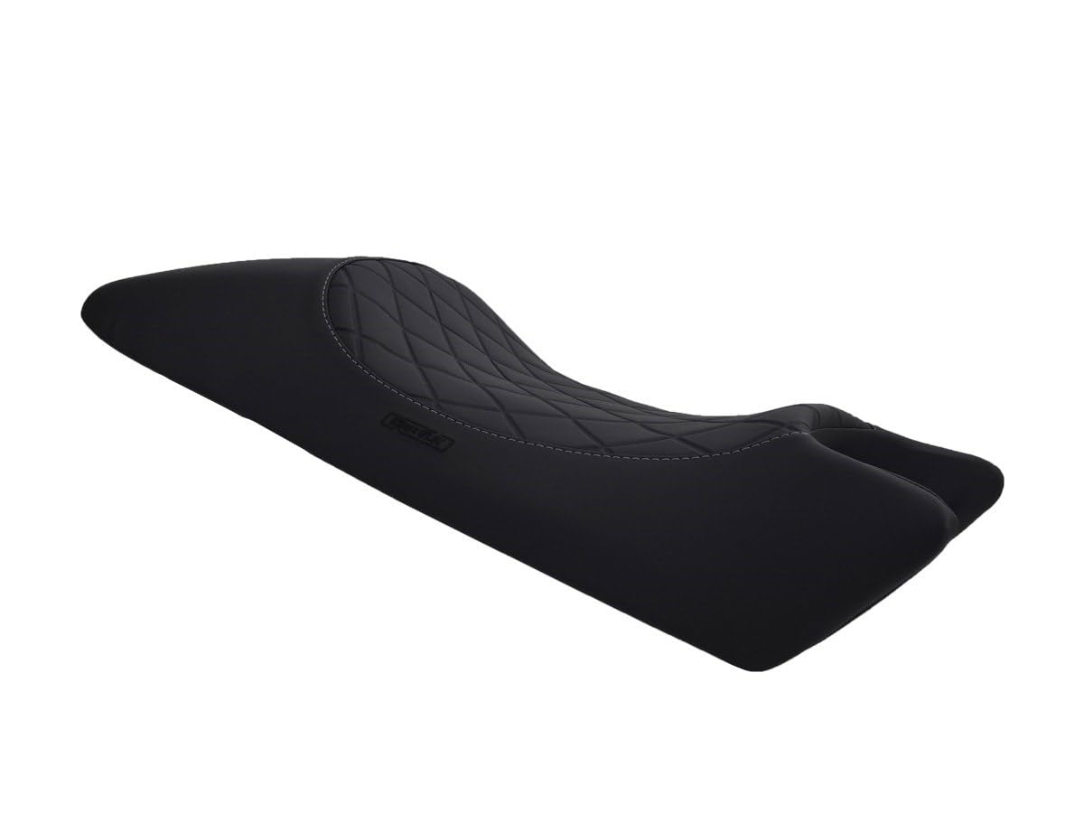 Sitzbezug kompatibel mit Ducati Monster 400/600 / 620/695 / 900 1994-2007 schwarz mit hellgrauen Nähten (B) von Moto Discovery