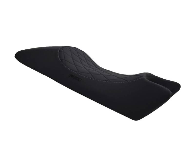 Sitzbezug kompatibel mit Ducati Monster 400/600 / 620/695 / 900 1994-2007 schwarz mit hellgrauen Nähten (B) von Moto Discovery