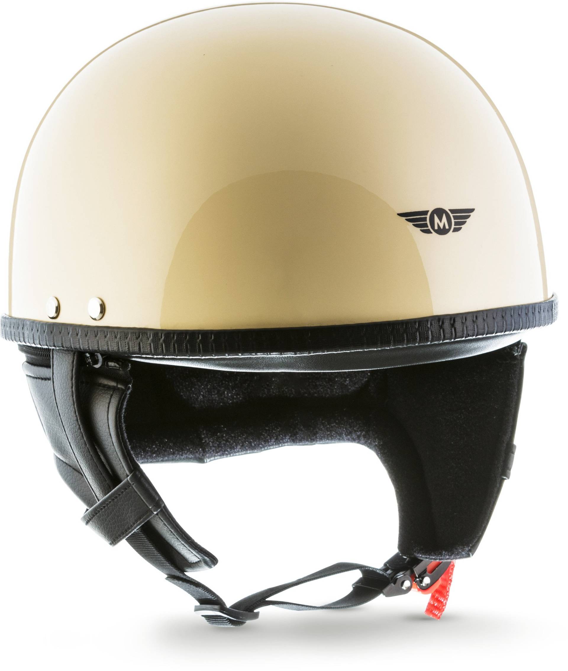 Moto Helmets® D22 „Creme“ · Brain-Cap · Halbschale Jet-Helm Motorrad-Helm Roller-Helm Retro · Fiberglas Schnellverschluss SlimShell Tasche M (57-58cm) von Moto Helmets