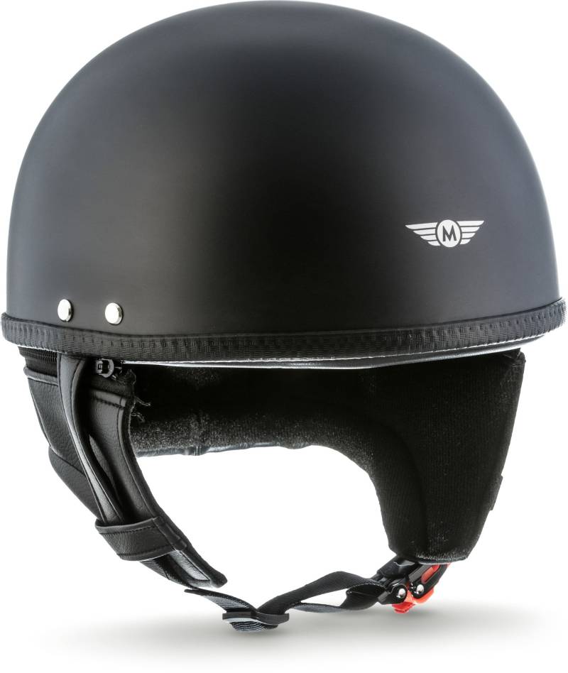 MOTO Helmets® D22 „Matt Black“ · Brain-Cap · Halbschale Jet-Helm Motorrad-Helm Roller-Helm · Fiberglas Schnellverschluss SlimShell Tasche M (57-58cm) von Moto Helmets