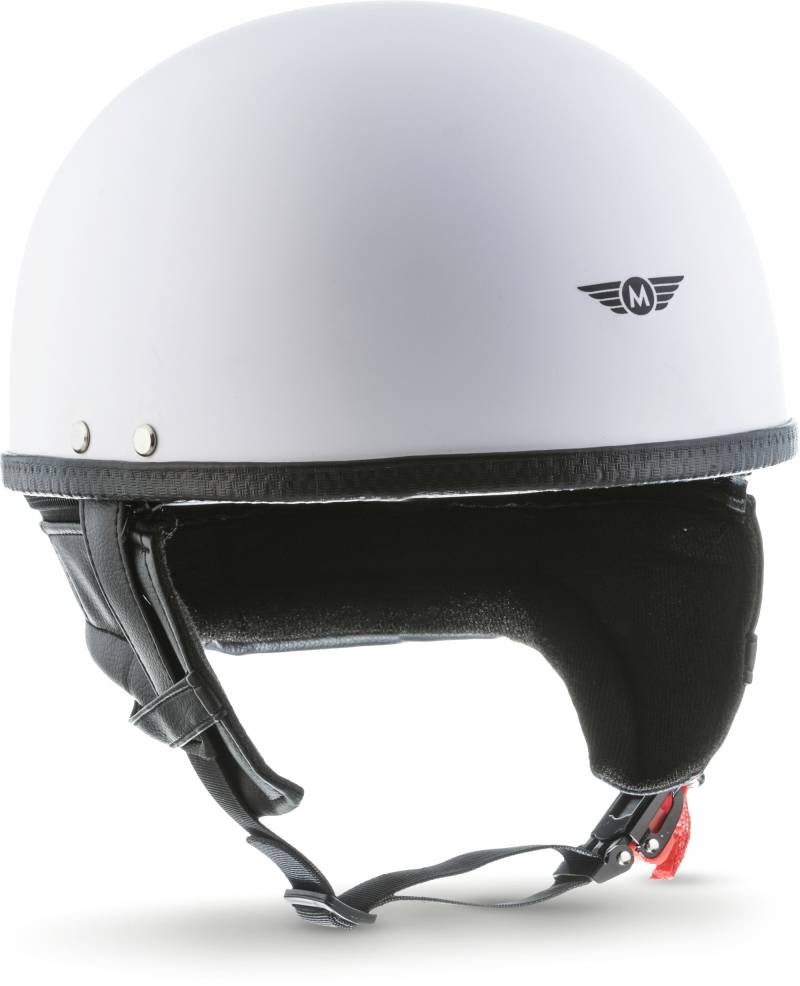 MOTO Helmets® D22 „Matt White“ · Brain-Cap · Halbschale Jet-Helm Motorrad-Helm Roller-Helm · Fiberglas Schnellverschluss SlimShell Tasche M (57-58cm) von Moto Helmets