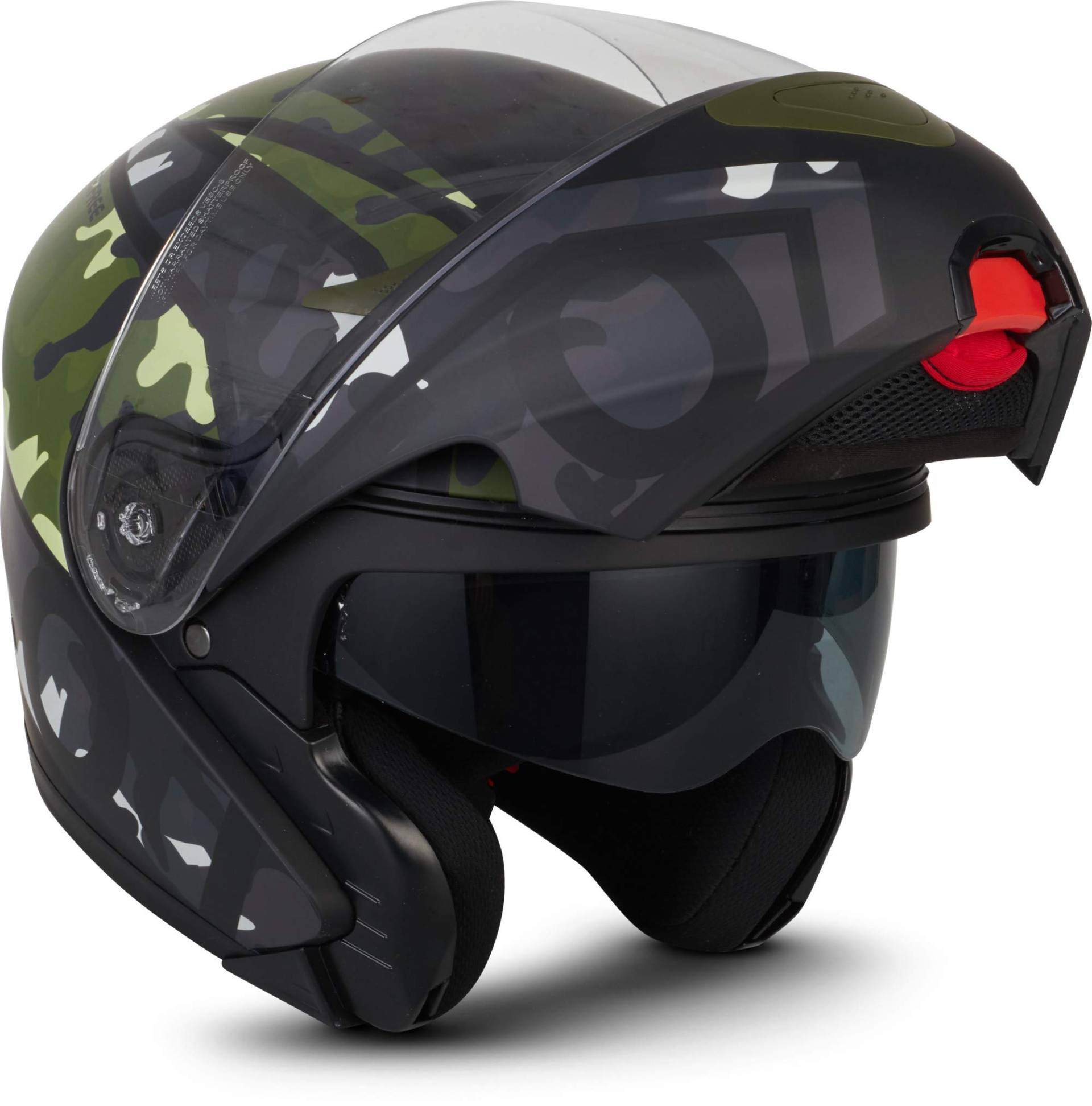 MOTO Helmets® F19 „Runner Camo“ · Motorrad-Helm · Klapp-Helm Modular-Helm Flip-up Integral-Helm Motorrad-Helm Roller-Helm Sport · ECE 22.05 Sonnenvisier Schnellverschluss Tasche XS (53-54cm) von Moto Helmets