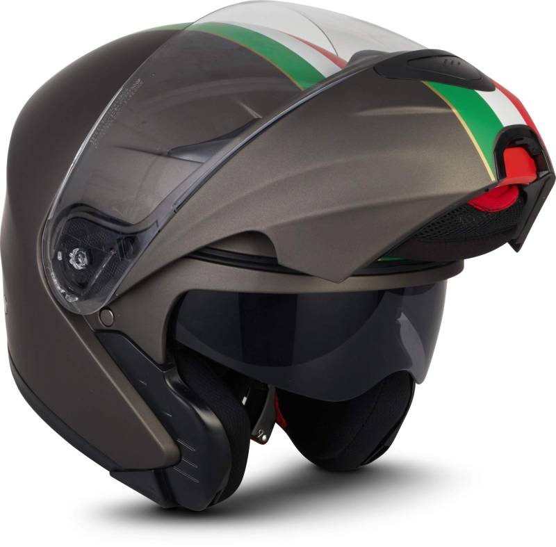MOTO Helmets® F19 „Venice Titan“ · Motorrad-Helm · Klapp-Helm Modular-Helm Flip-up Integral-Helm Motorrad-Helm Roller-Helm Sport · ECE 22.05 Sonnenvisier Schnellverschluss Tasche S (55-56cm) von Moto Helmets