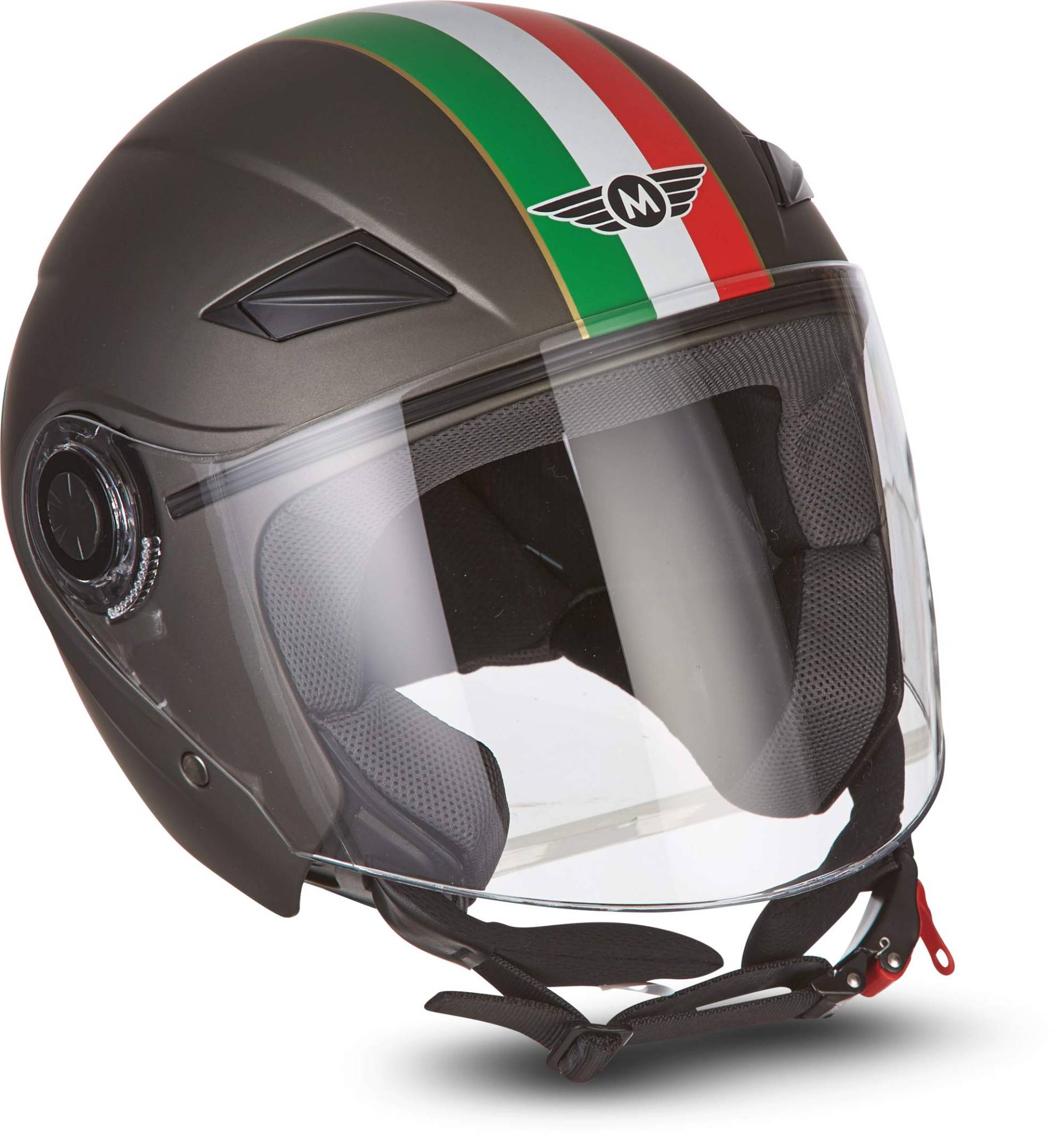 MOTO Helmets® U52 „Venice Titan“ · Jet-Helm · Motorrad-Helm Roller-Helm Scooter-Helm Bobber Mofa-Helm Chopper Retro Cruiser Vintage Pilot Biker · ECE Visier Schnellverschluss Tasche XS (53-54cm) von Moto Helmets