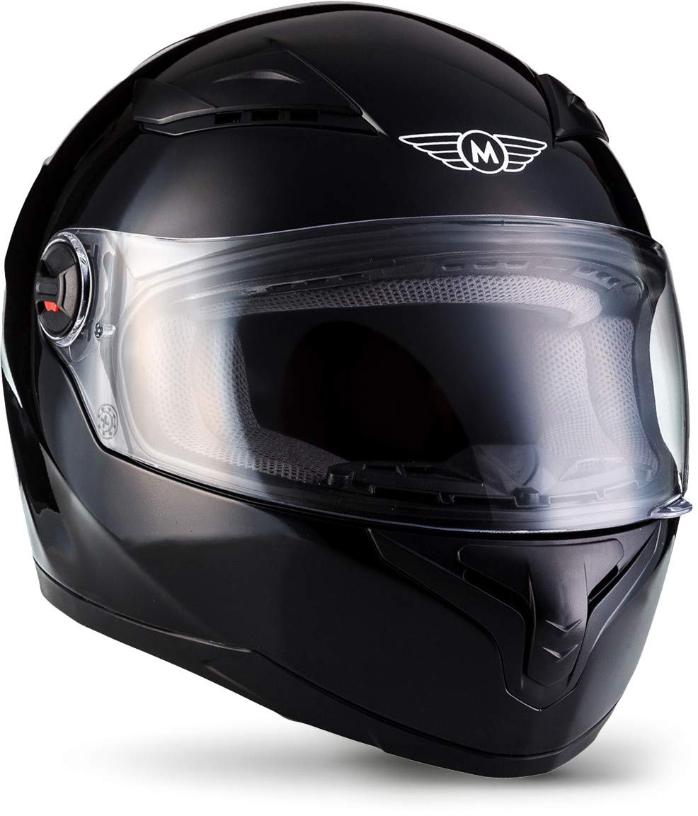 MOTO Helmets® X86 „Gloss Black“ · Integral-Helm · Full-Face Motorrad-Helm Roller-Helm Scooter-Helm · ECE Visier Schnellverschluss Tasche XS (53-54cm) von Moto Helmets