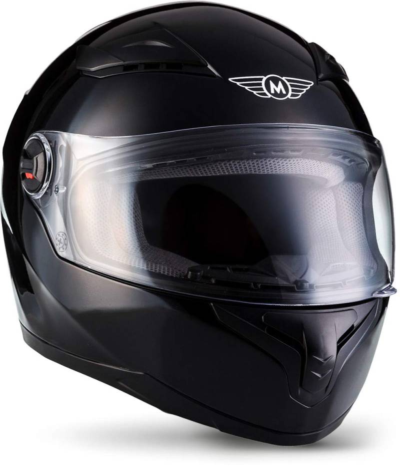 Moto Helmets® X86 „Gloss Black“ · Integral-Helm · Full-Face Motorrad-Helm Roller-Helm Scooter-Helm · ECE Visier Schnellverschluss Tasche XS (53-54cm) von Moto Helmets