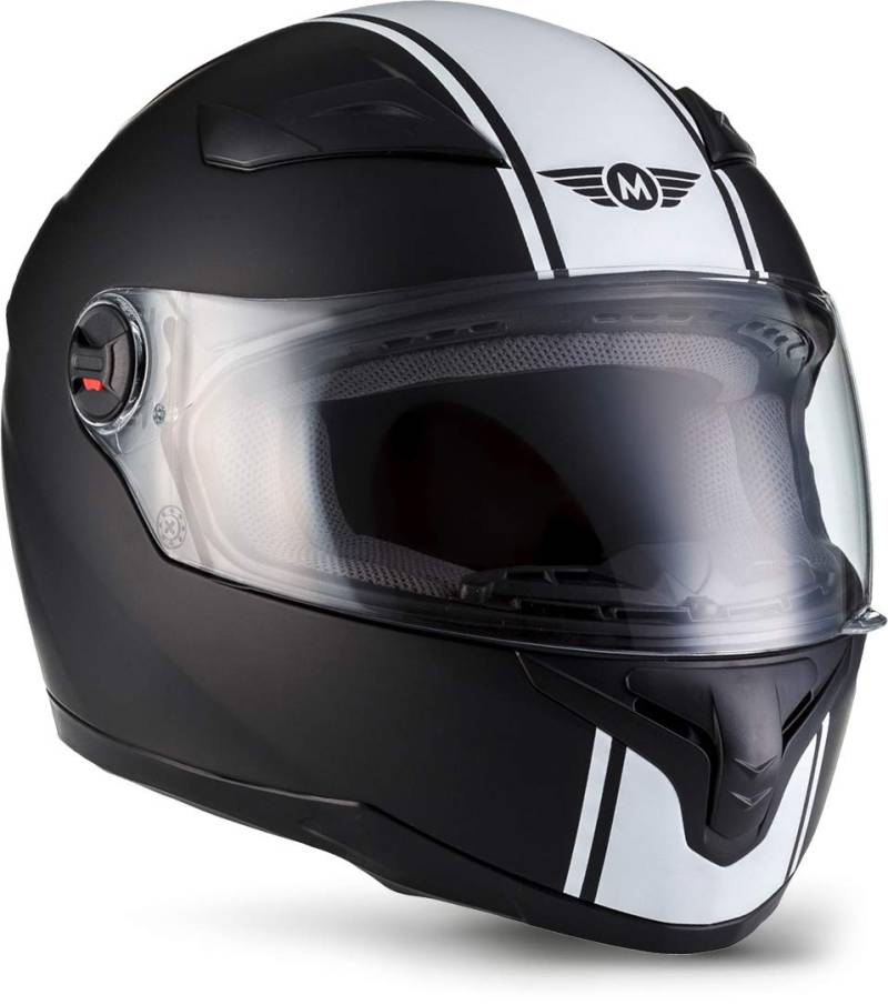 Moto Helmets® X86 „Racing Matt Black“ · Integral-Helm · Full-Face Motorrad-Helm Roller-Helm Cruiser · ECE Visier Schnellverschluss Tasche M (57-58cm) von Moto Helmets