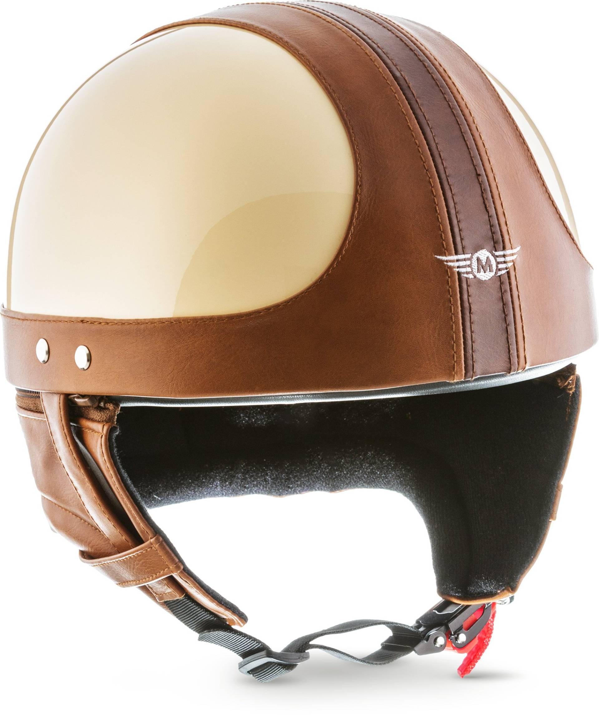 Moto Helmets® D22 „Vintage Creme“ · Brain-Cap · Halbschale Jet-Helm Motorrad-Helm Bobber · Fiberglas Schnellverschluss SlimShell Tasche S (55-56cm) von Moto Helmets