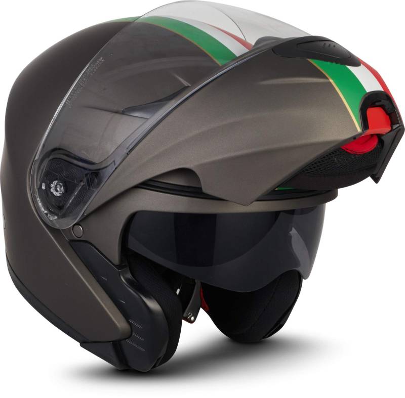 MOTO Helmets® F19 „Venice Titan“ · Motorrad-Helm · Klapp-Helm Modular-Helm Flip-up Integral-Helm Motorrad-Helm Roller-Helm MTB · ECE 22.05 Sonnenvisier Schnellverschluss Tasche XS (53-54cm) von Moto Helmets