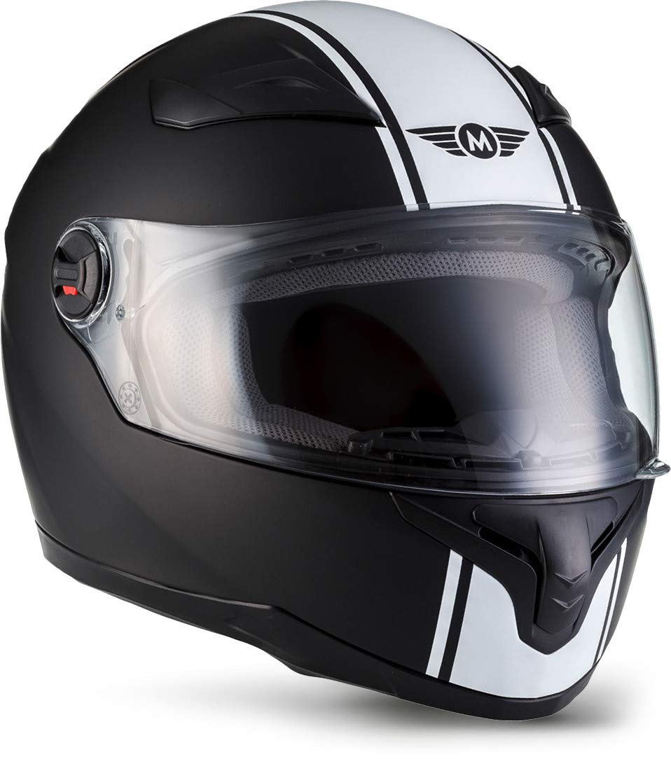 Moto Helmets® X86 „Racing Matt Black“ · Integral-Helm · Full-Face Motorrad-Helm Roller-Helm Cruiser · ECE Visier Schnellverschluss Tasche L (59-60cm) von Moto Helmets